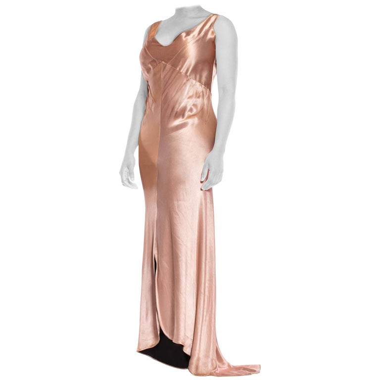 1930S Blush Pink Bias Cut Silk Chiffon Sheer Slip Dress DressNegligee With  Dra | craft-ivf.com