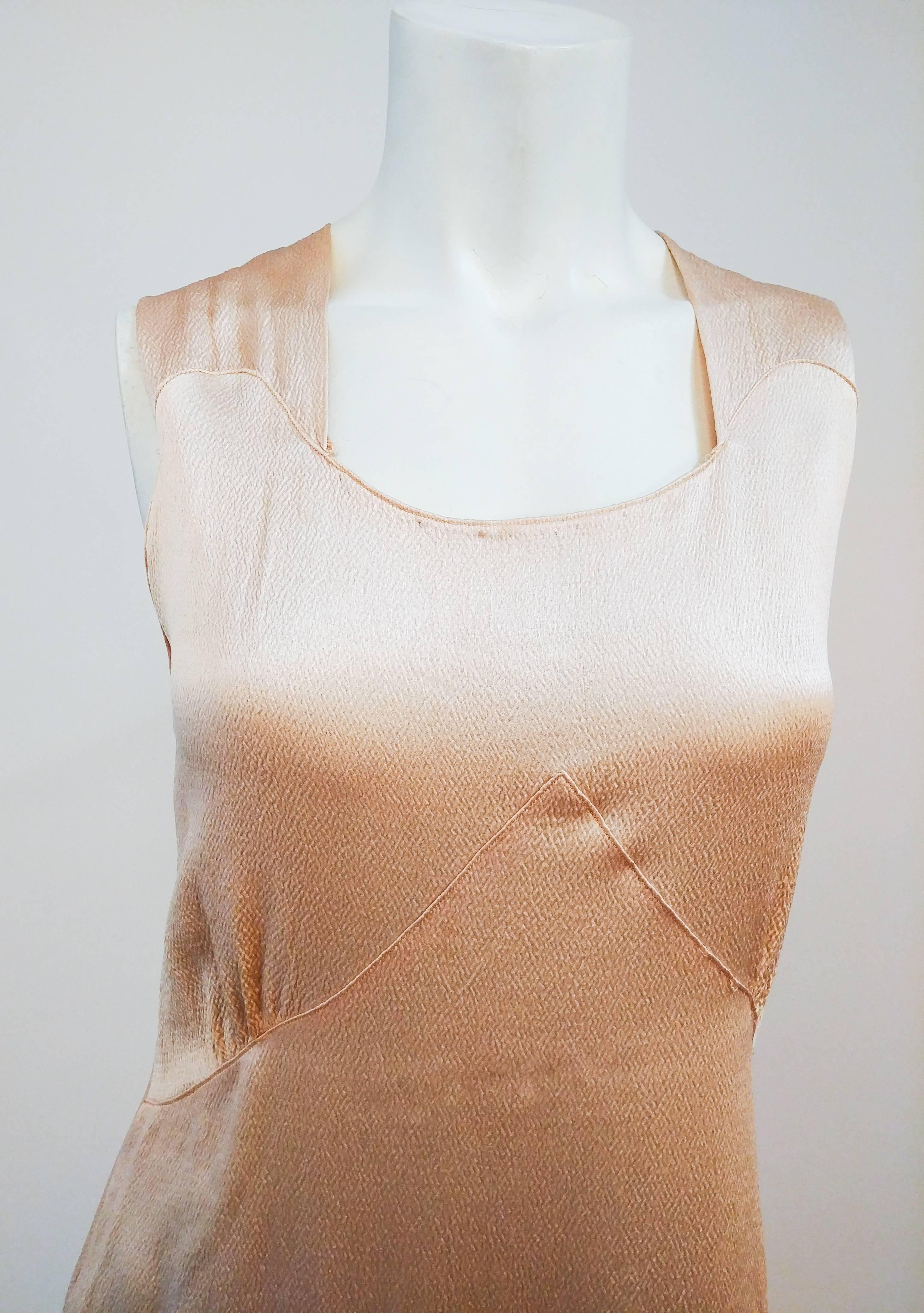 Beige 1930s Pink Hammered Silk Dress & Bolero Set For Sale