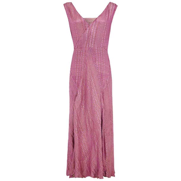 1930s Pink / Purple Full Length Lame Flapper Dress For Sale at 1stDibs ...
