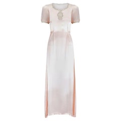1930's Pink Satin and Lace Tie Back Slip Dress