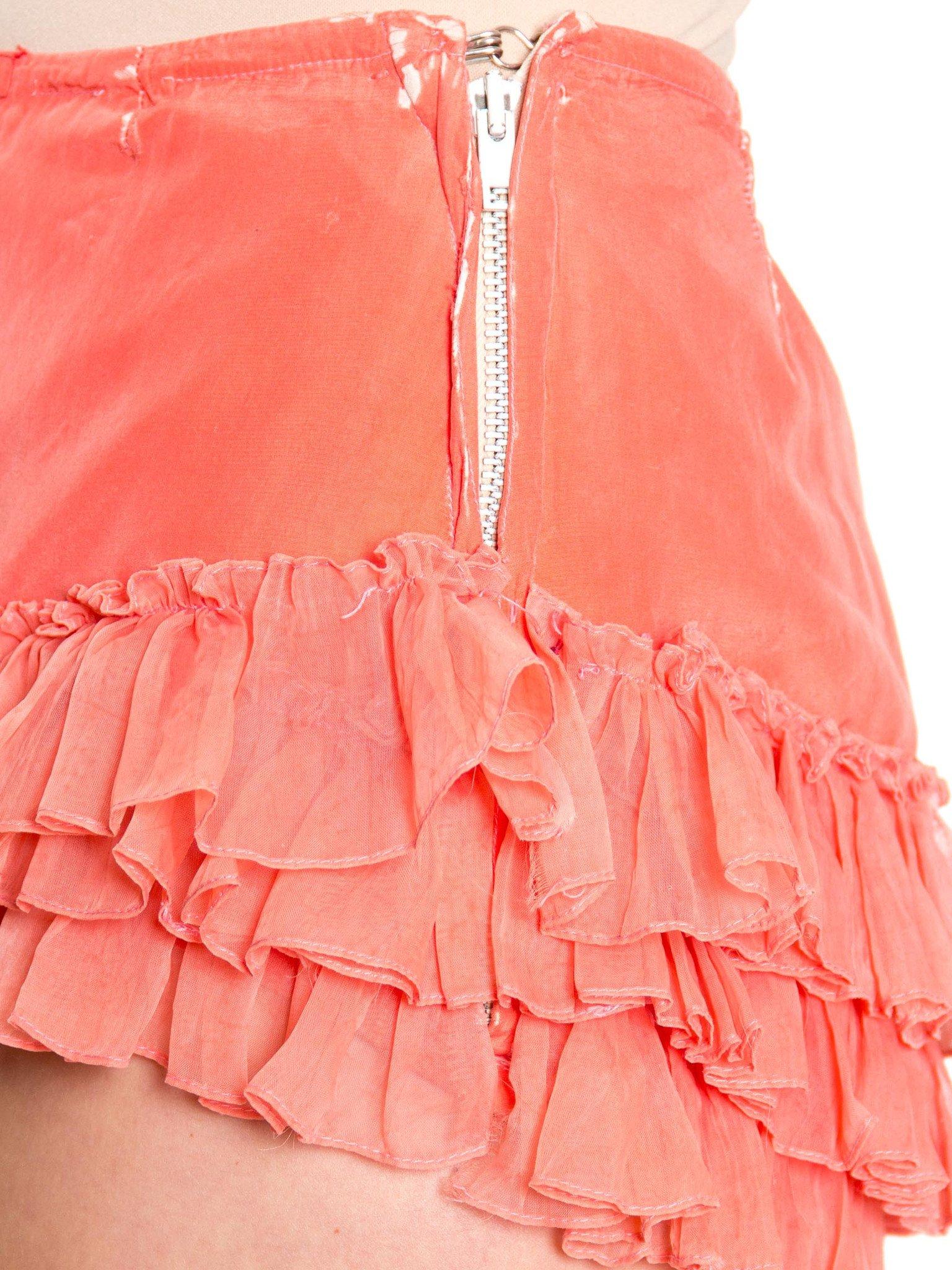 1960S Coral Silk Old Theater Ruffled Showgirl Tap Shorts Lined In Cotton 1
