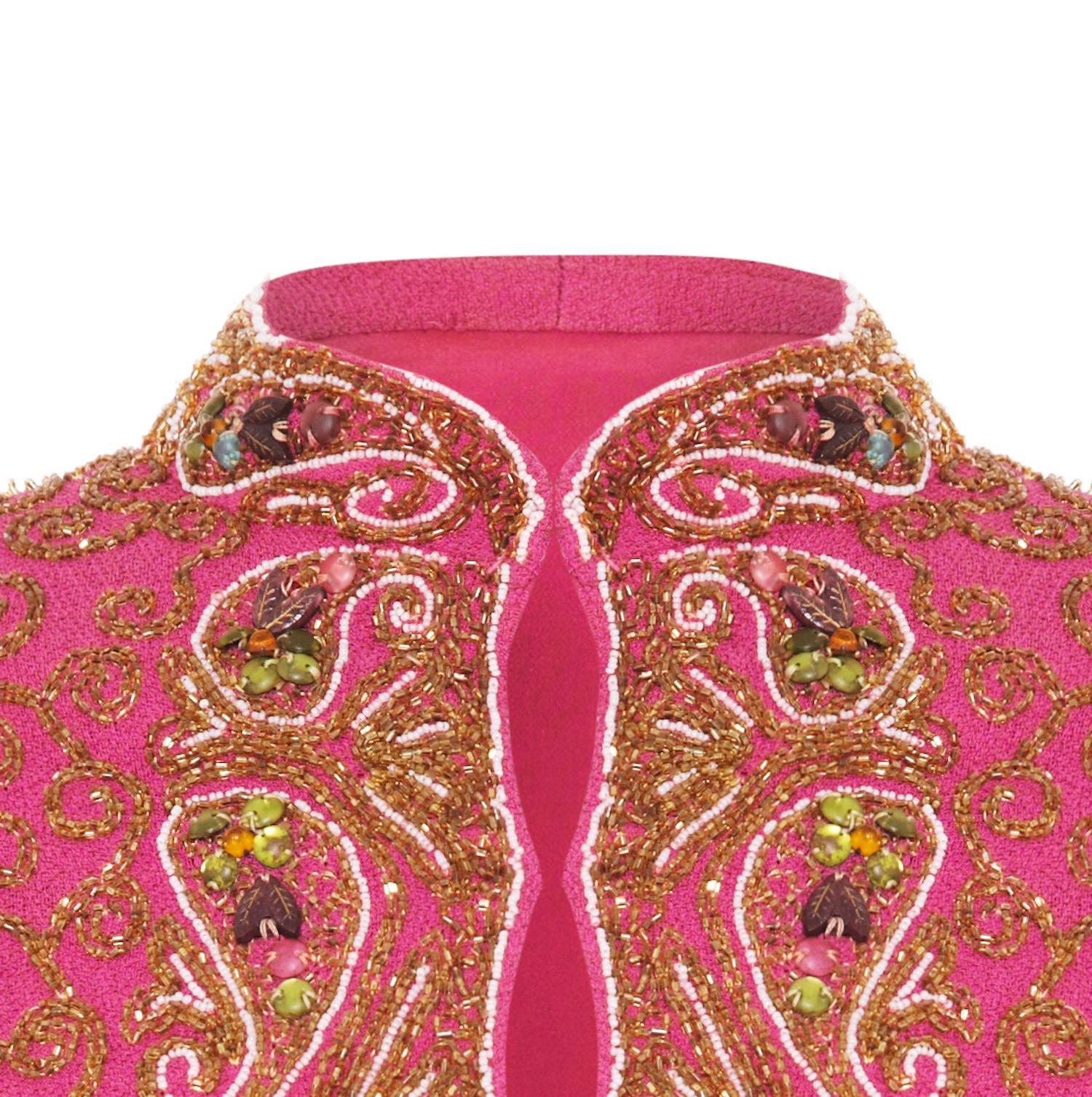 1930s Pink Silk Beaded Bolero Jacket In Good Condition In London, GB