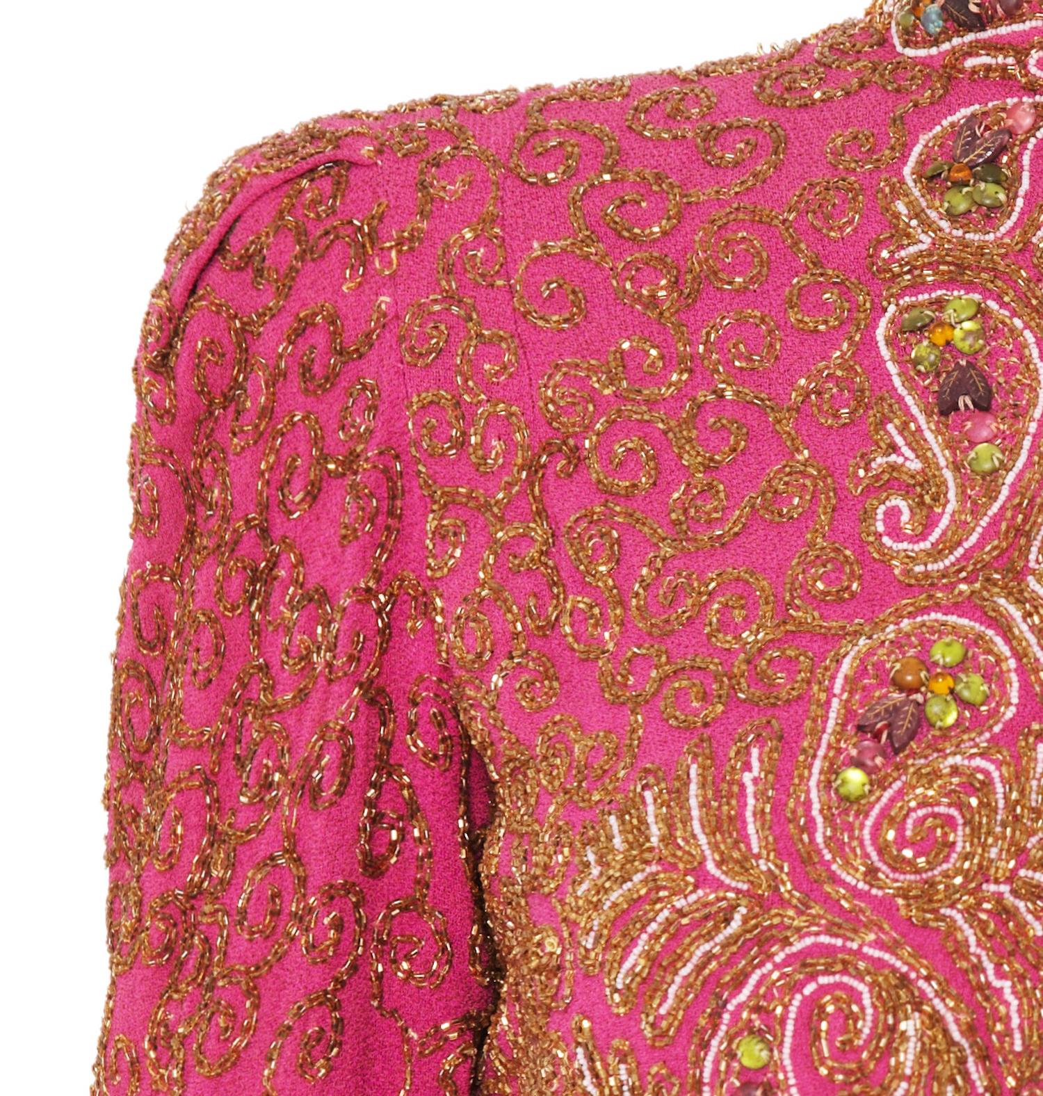 Women's 1930s Pink Silk Beaded Bolero Jacket