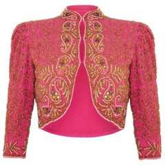 1930s Pink Silk Beaded Bolero Jacket