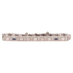 1930s Platinum & 14K White Gold Sapphire and Diamond Bracelet