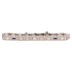1930s Platinum & 14K White Gold Sapphire and Diamond Bracelet