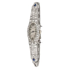 Vintage 1930s Platinum 18K White Gold and Diamonds Omega Watch