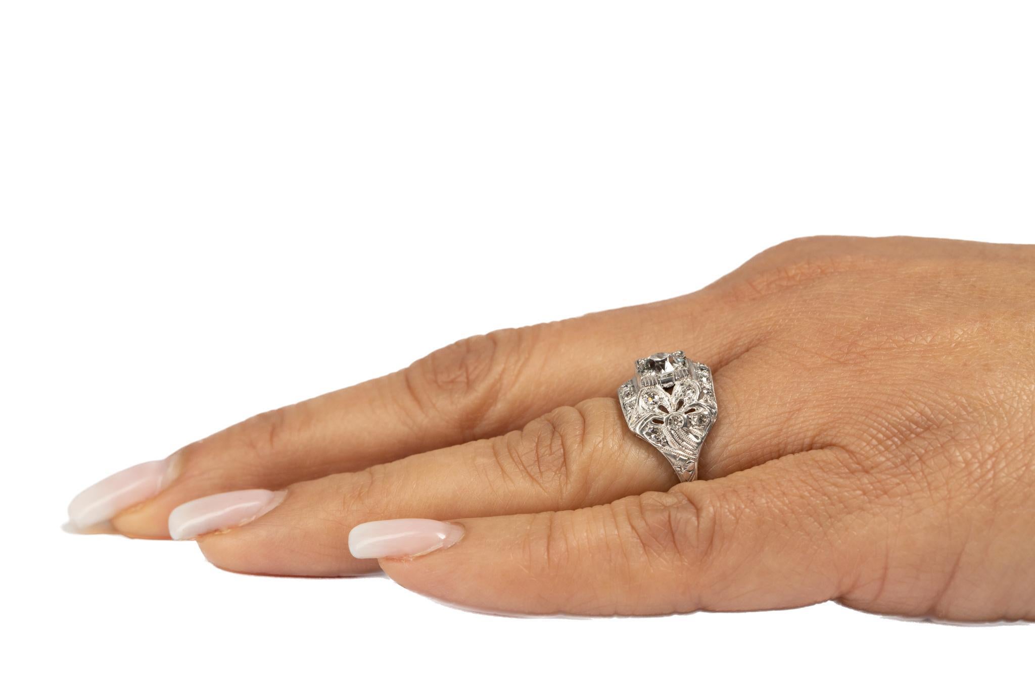 Old European Cut 1930s Platinum .69ct Old European Brilliant Diamond Engagement Ring For Sale