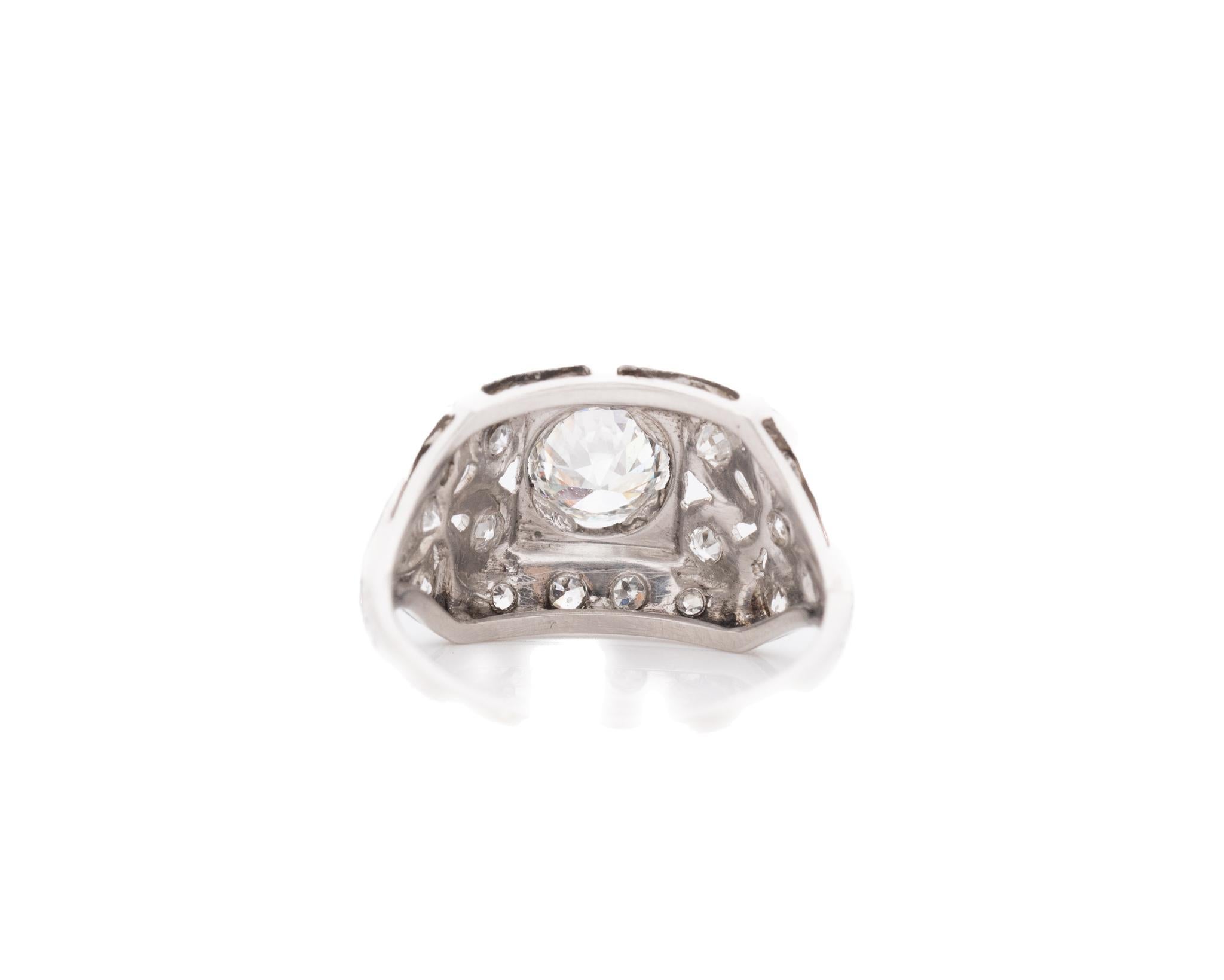 1930s Platinum .69ct Old European Brilliant Diamond Engagement Ring For Sale 3