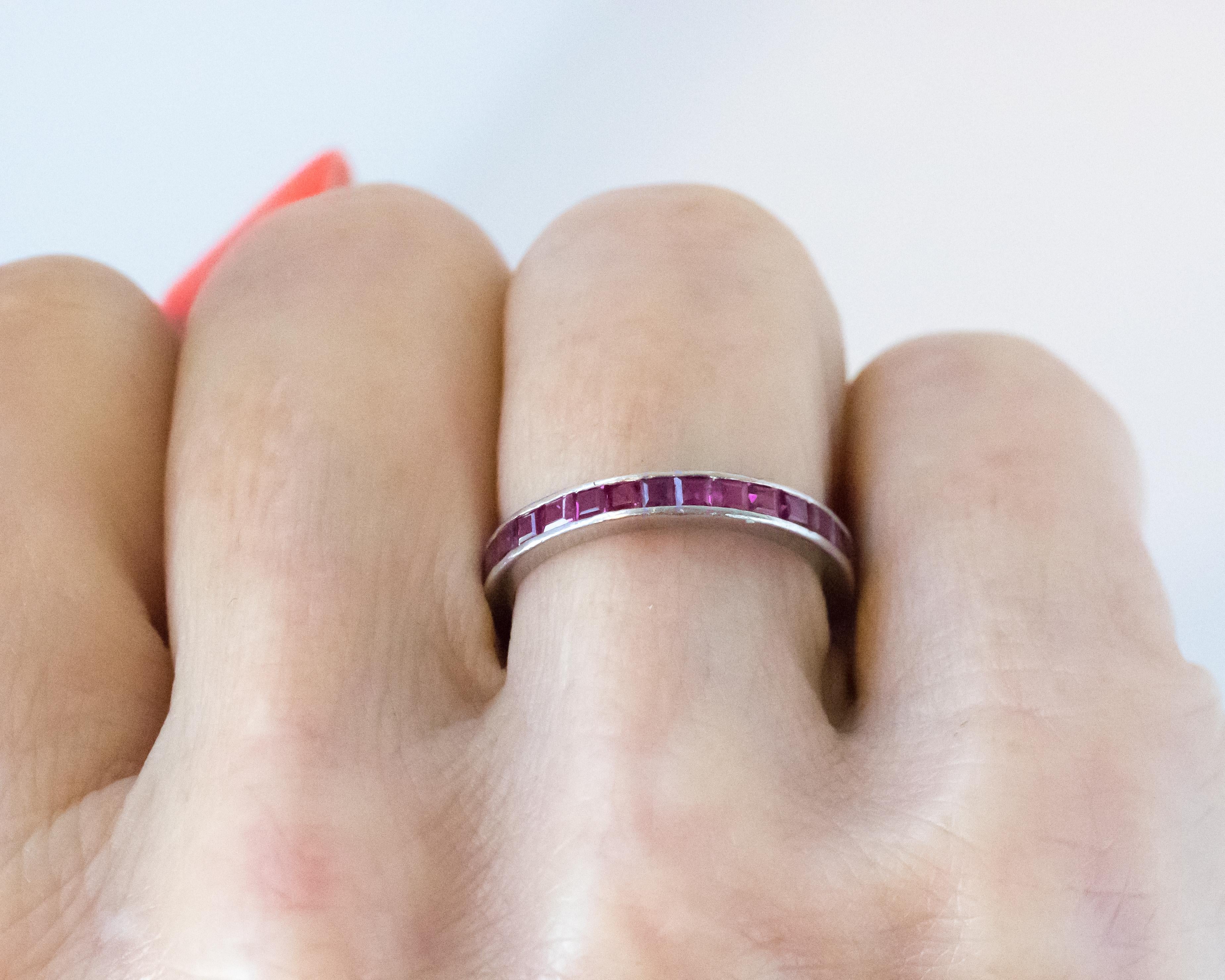 1930s Platinum and Ruby Eternity Band In Good Condition In Atlanta, GA