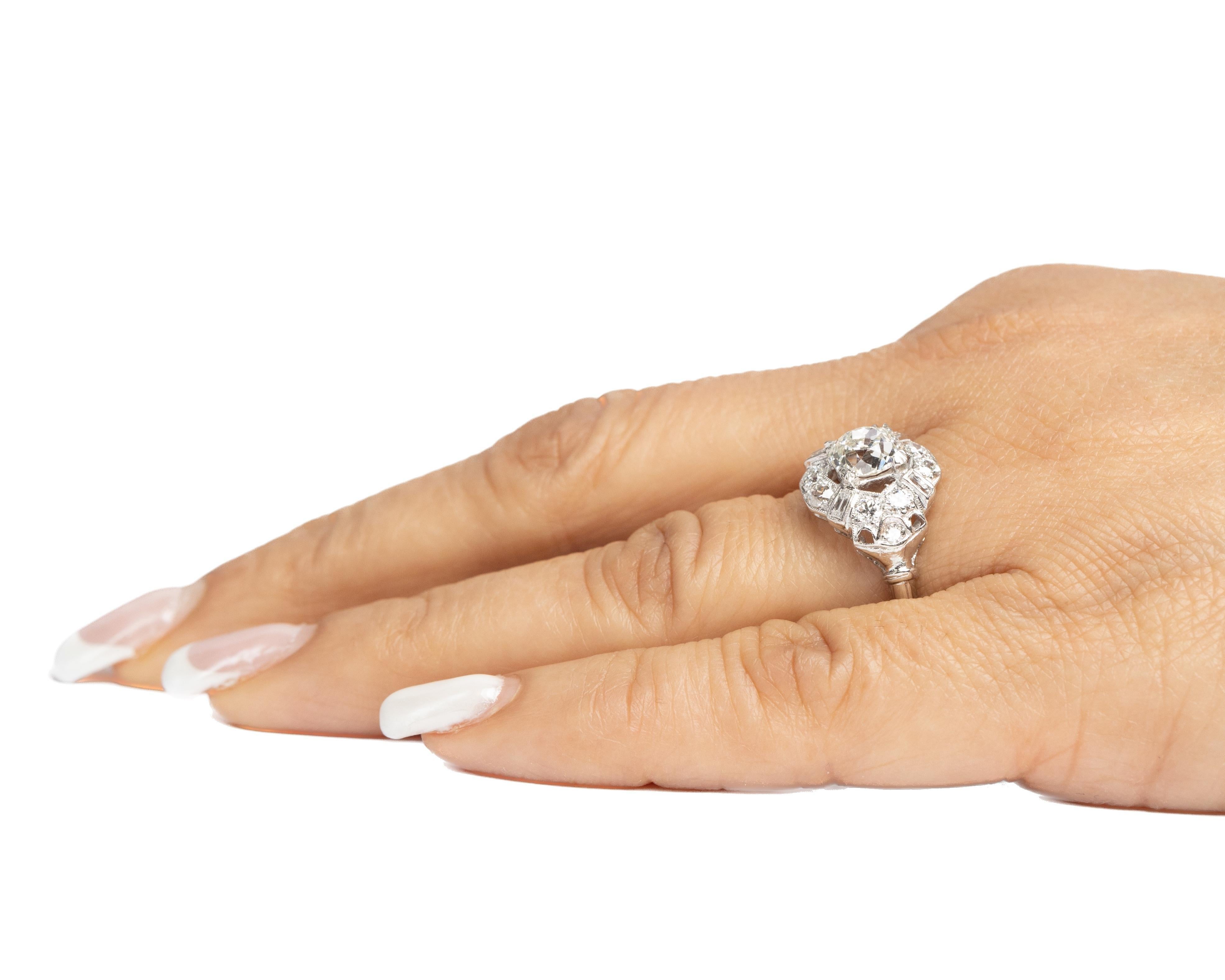 1930s Platinum Art Deco 1.24ct Old Mine Antique Cushion Engagement Ring For Sale 2