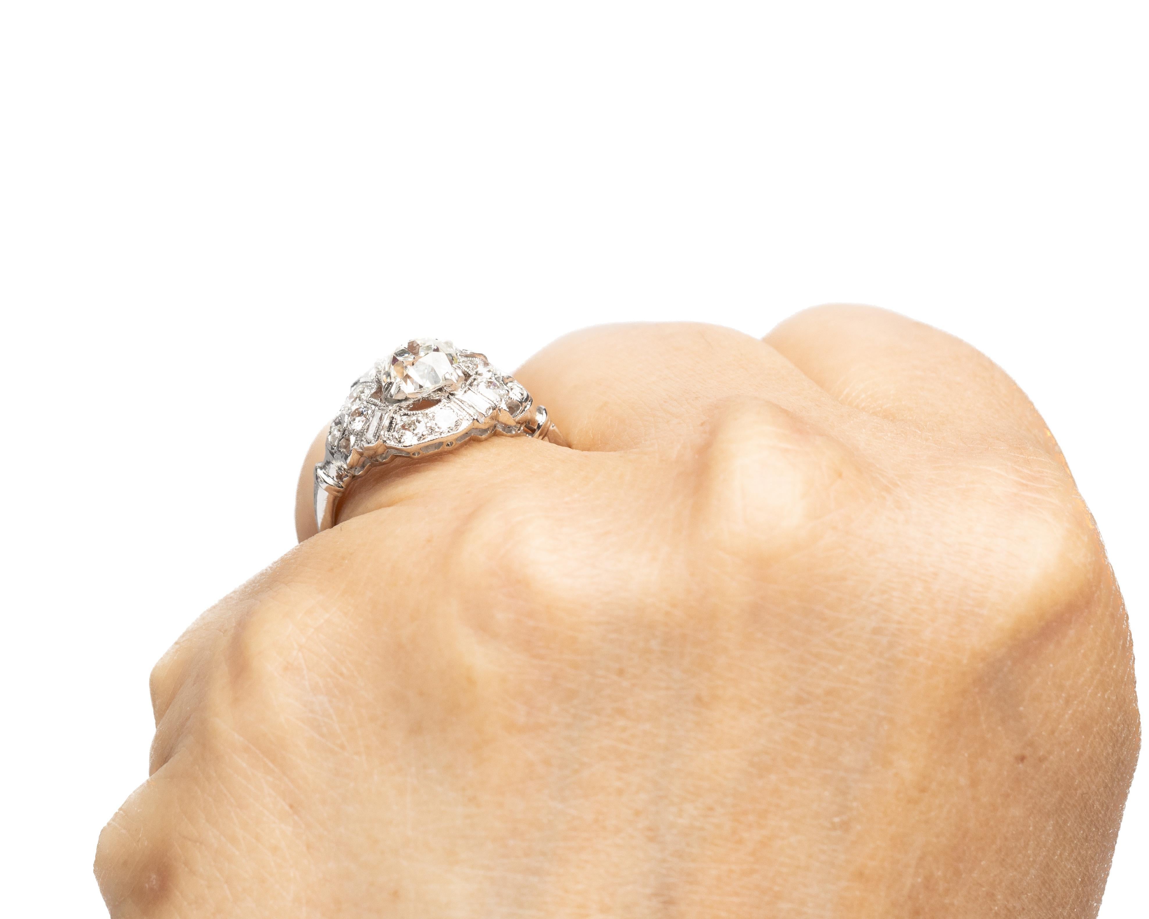 1930s Platinum Art Deco 1.24ct Old Mine Antique Cushion Engagement Ring For Sale 3