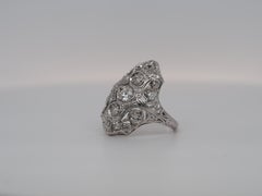 1930s Platinum Art Deco Diamond Shield Ring
