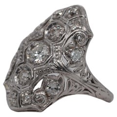 Vintage 1930s Platinum Art Deco Diamond Shield Ring
