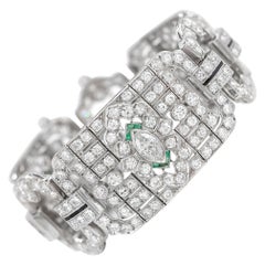 1930s Platinum Emerald Diamond and Onyx Bracelet