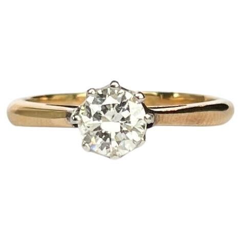 1930s Platinum Set Diamond 18 Karat Gold Solitaire Ring For Sale