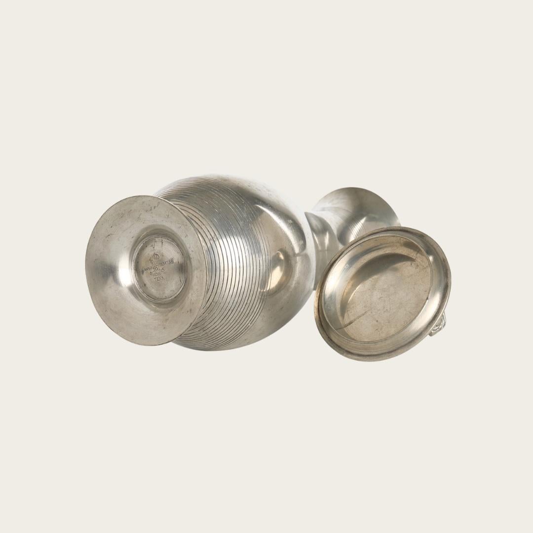 1930s Polished Pewter Lidded Urn by C.G Hallberg, attributed to Sylvia Stave In Good Condition For Sale In Brooklyn, NY
