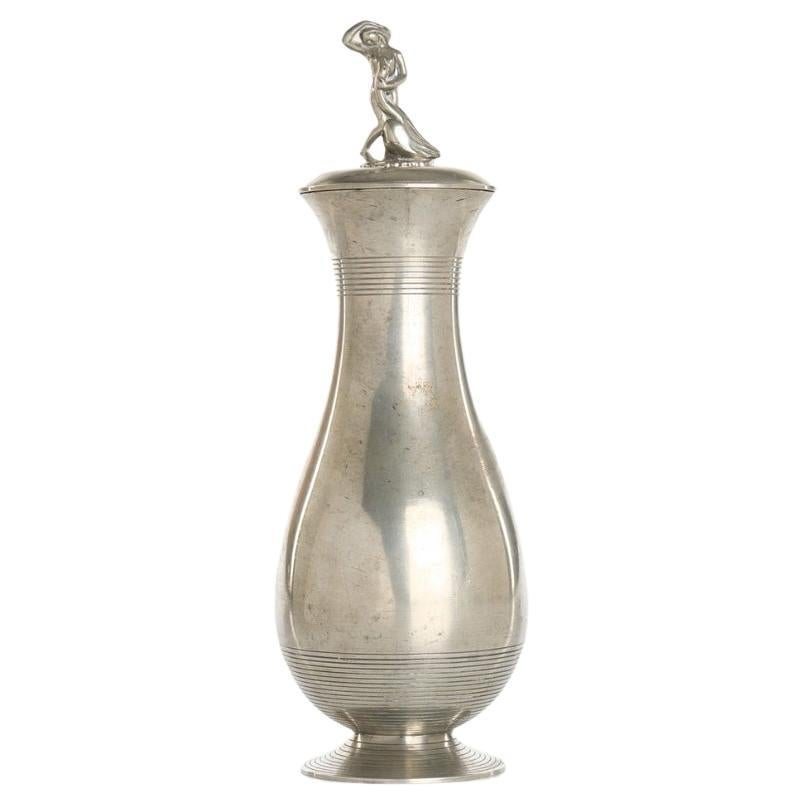 1930s Polished Pewter Lidded Urn by C.G Hallberg, attributed to Sylvia Stave For Sale