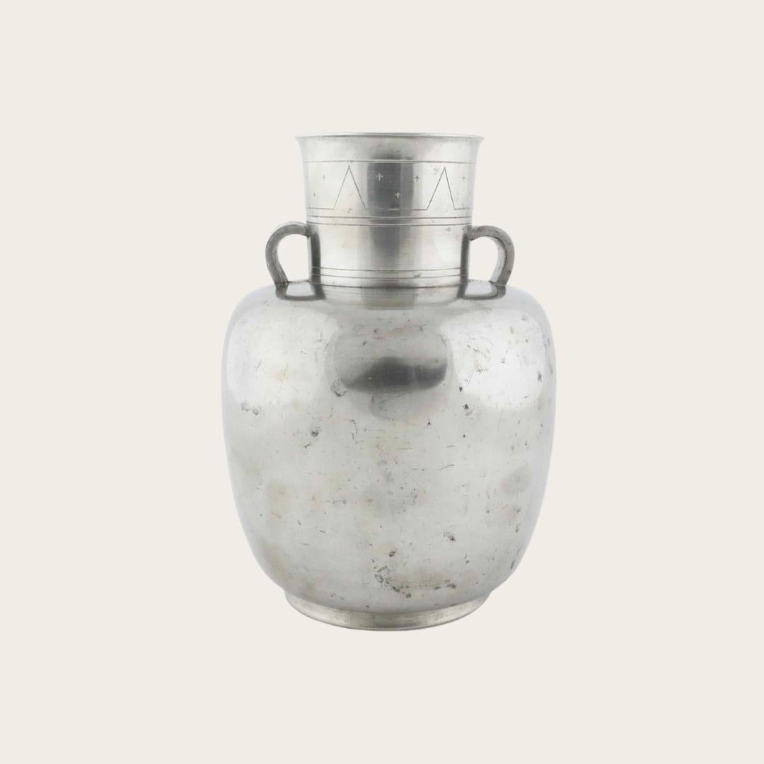 1930s Polished Pewter Vase by Folke Arström for Svenskt Tenn In Good Condition For Sale In Brooklyn, NY