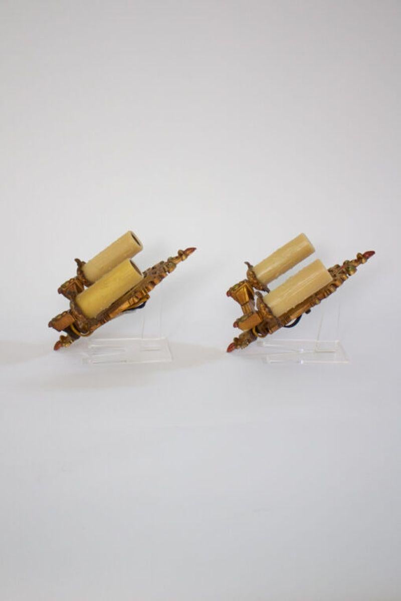 American 1930’s Polychrome Art Deco Sconces – A Pair For Sale