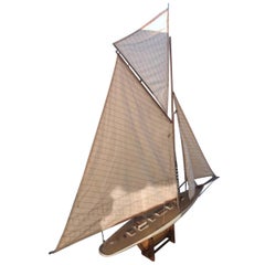 1930s Pond Boat with Original Sails on Wood Mount