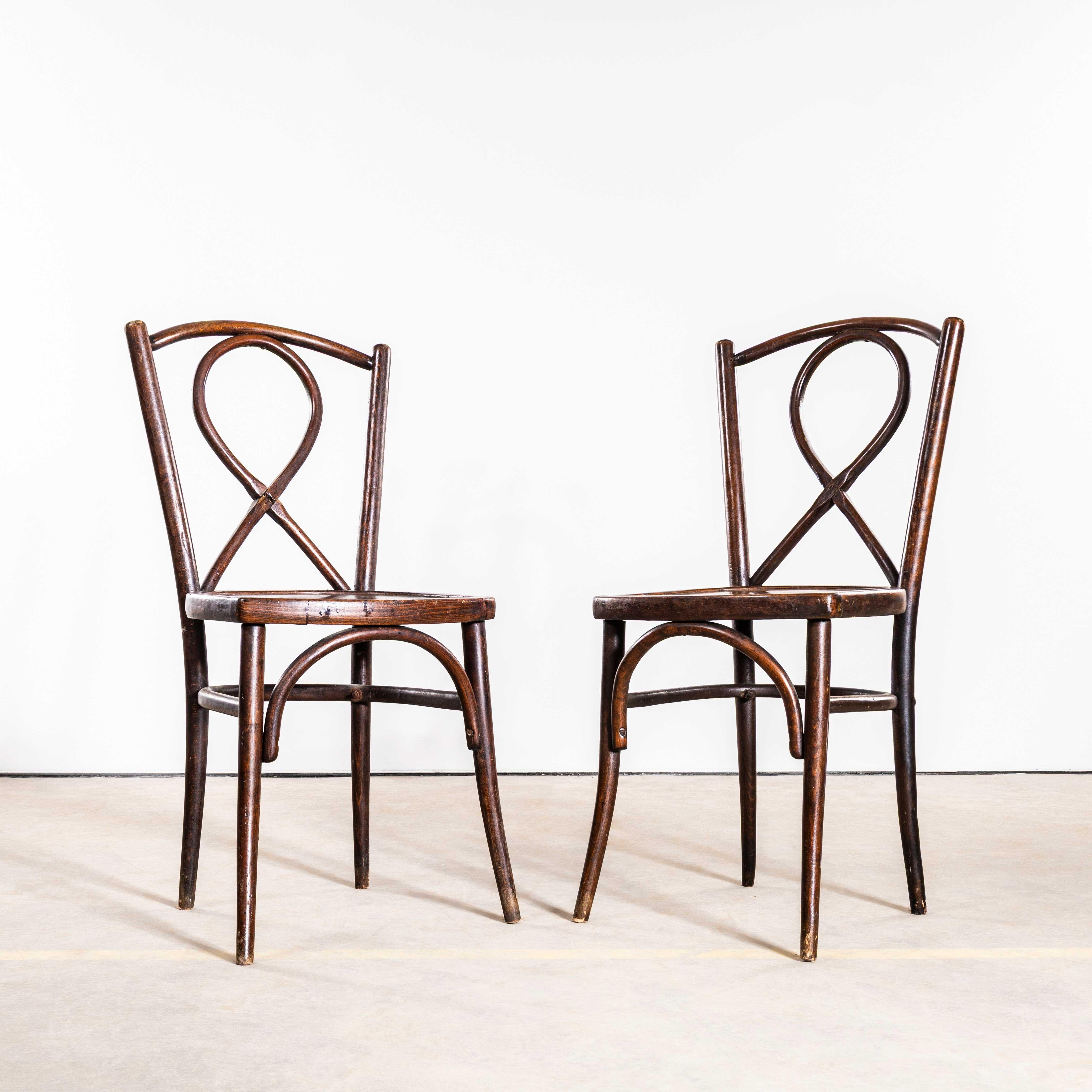 1930’s Pretzel Back Original Bentwood Chairs – Pair For Sale