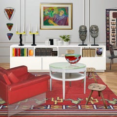 French Brutalist Tripod Stools