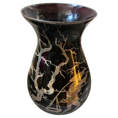 1930s Purple Glass and Sterling Silver Orientalist Italian Vase