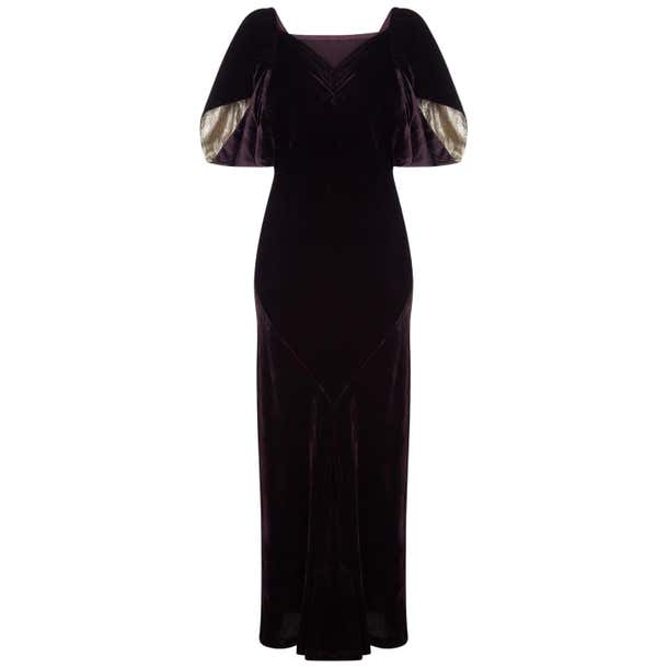 1930s Purple Velvet Lame Bias Cut Dress at 1stDibs | deep purple velvet ...
