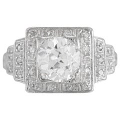 1930s Pyramid Setting Engagement Ring with 1.36 Carat Center Daimond