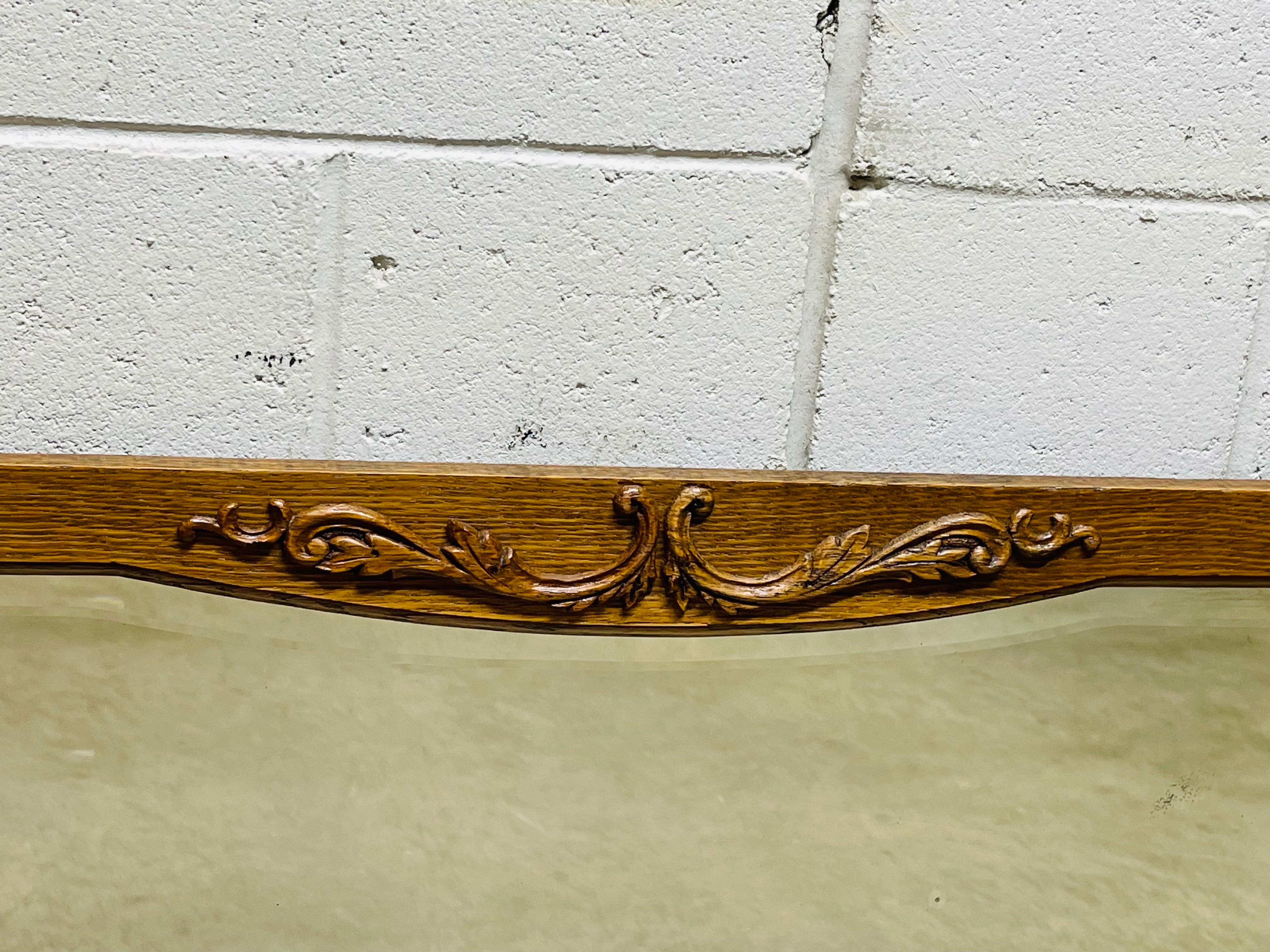 1930s Quarter Sawn Oak Frame Wall Mirror For Sale at 1stDibs