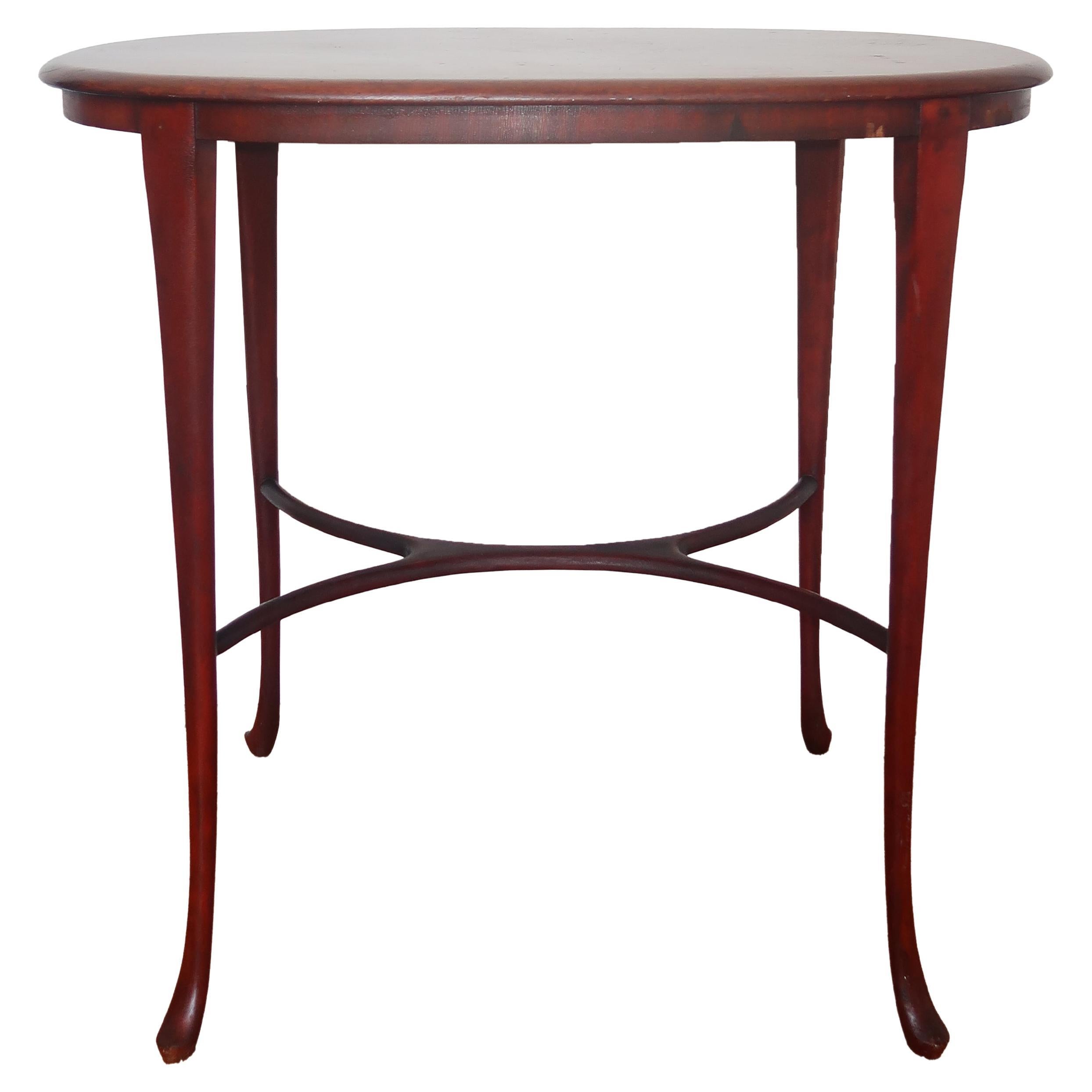 1930s Queen Anne Mahogany Oval Side Table For Sale