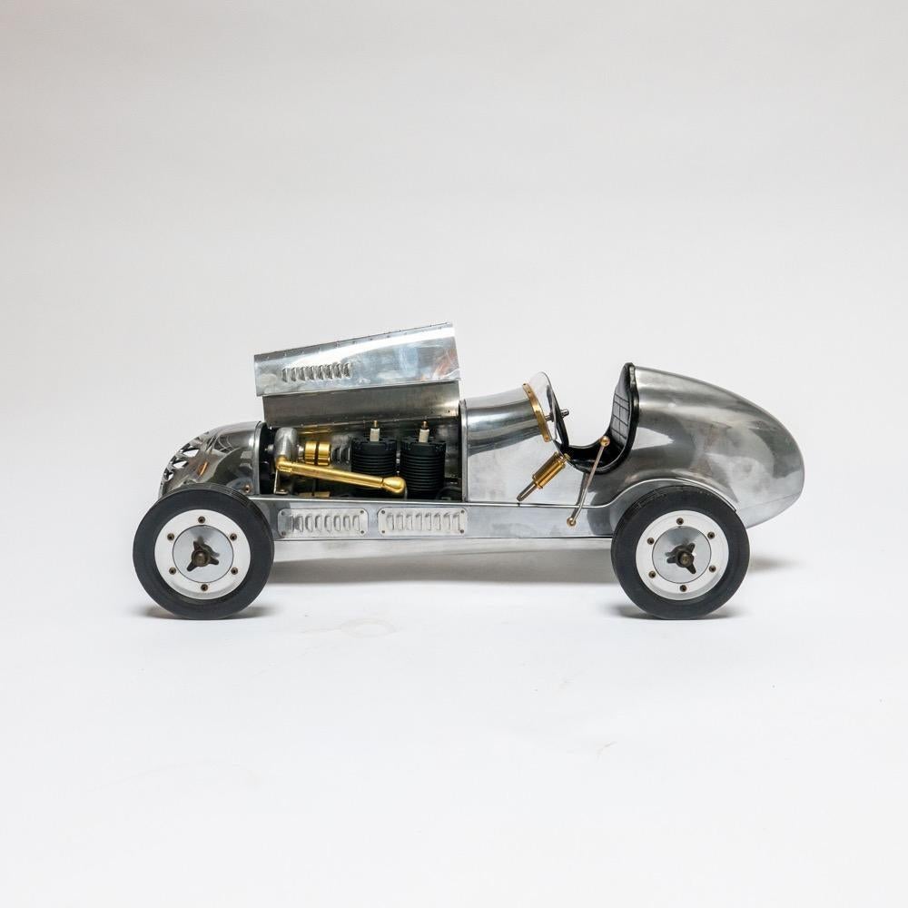 1930s Racing Car Stainless Steel Scale Model, Highly Detailed, Big Size In Excellent Condition For Sale In Milan, IT