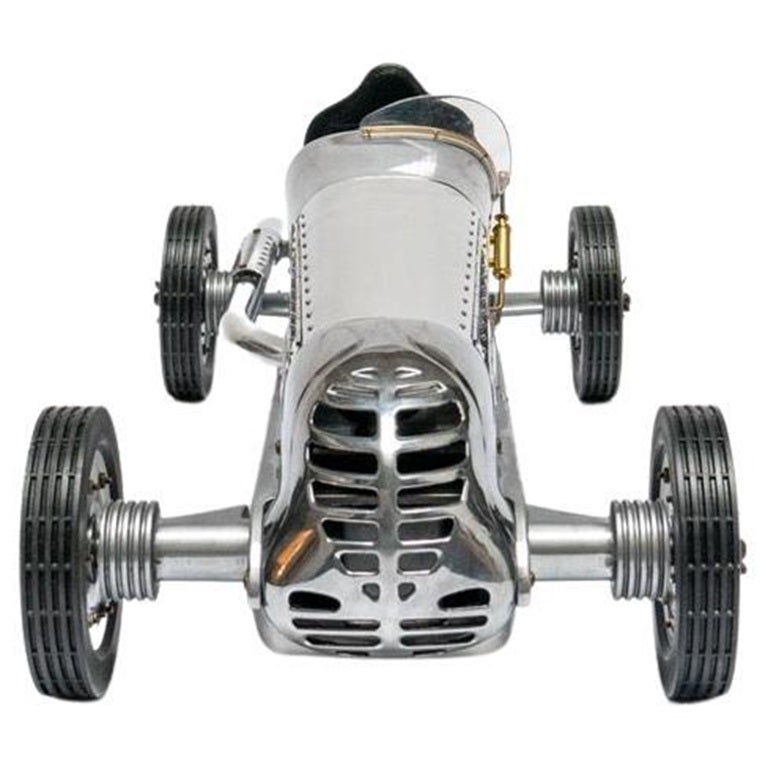1930s Racing Car Stainless Steel Scale Model, Highly Detailed, Big Size For Sale