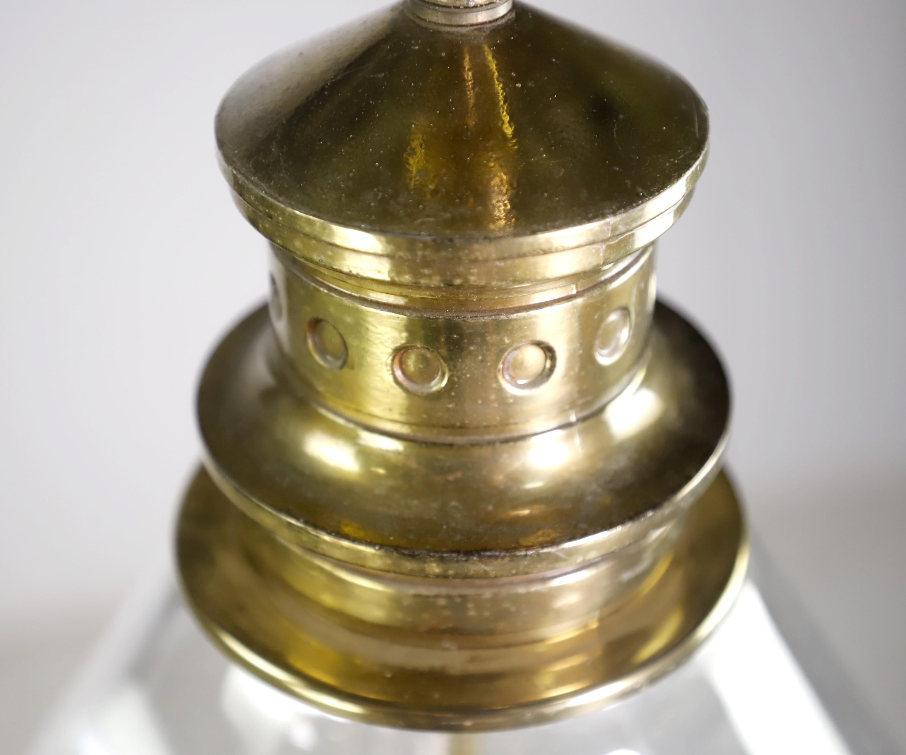 American 1930s Railroad Brass Lantern Pendant Light 3 Candelabra Sockets For Sale