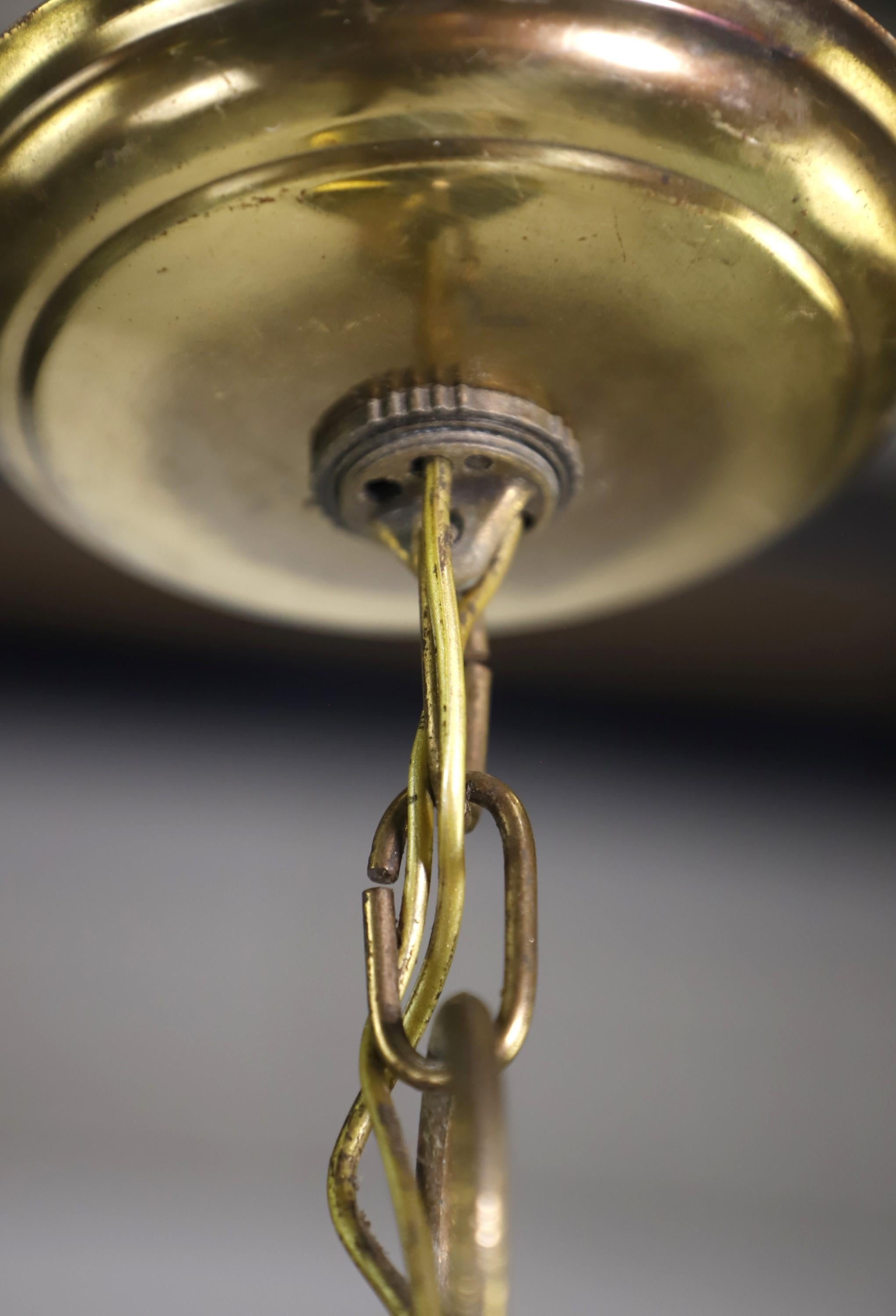 1930s Railroad Brass Lantern Pendant Light 3 Candelabra Sockets For Sale 2