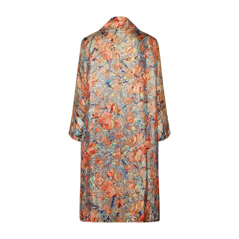 1930s Rainbow Floral and Gold Lame Jacket with Cream Silk Lining For Sale  at 1stDibs