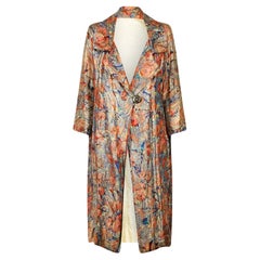 1930s Rainbow Floral and Gold Lame Jacket with Cream Silk Lining