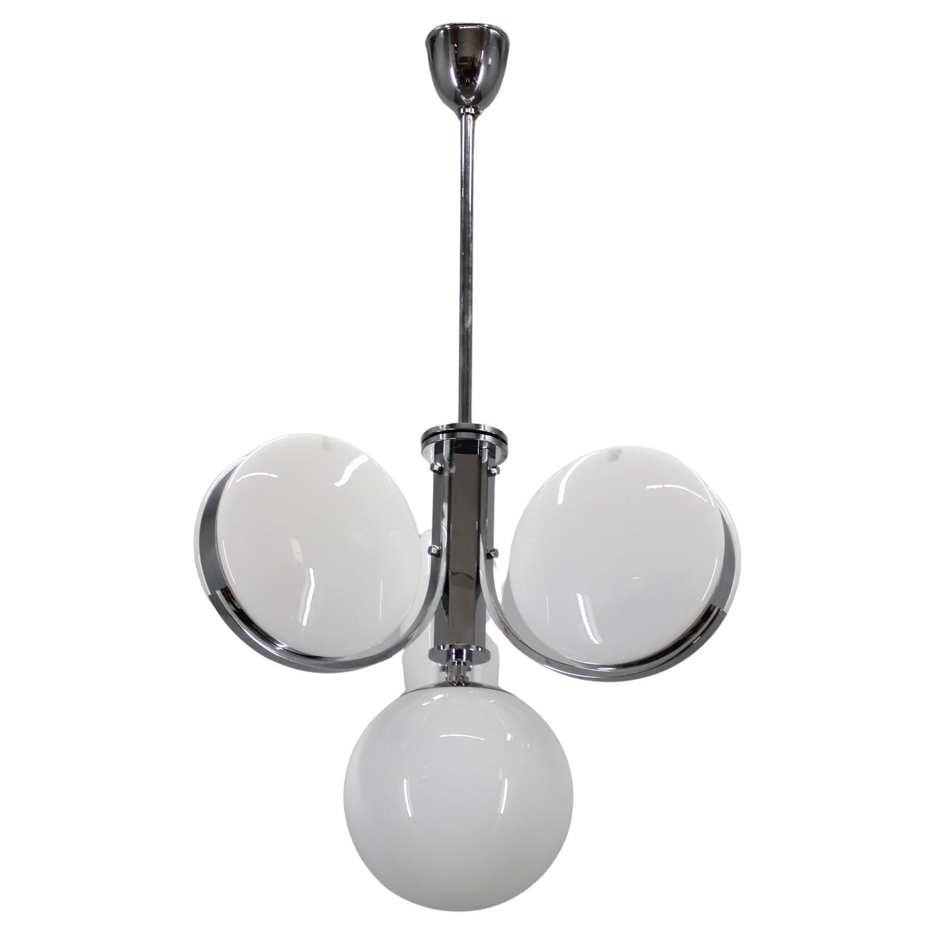 1930s Rare Art Deco Glass Chandelier, Czechoslovakia
