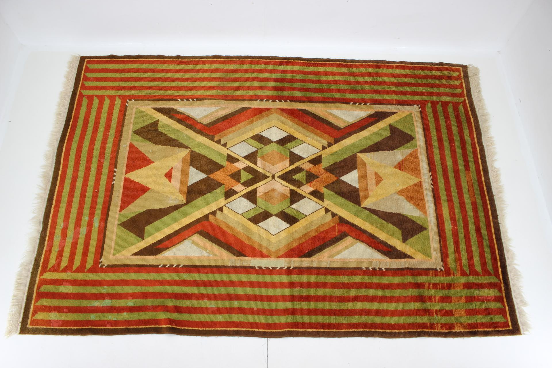 - good original condition with some signs of use
- It's visible that it has been made some reparations and some damaged parts has been replaced with wool with a slightly different color shades, nevertheless its an exceptional rarely seen piece
- rug