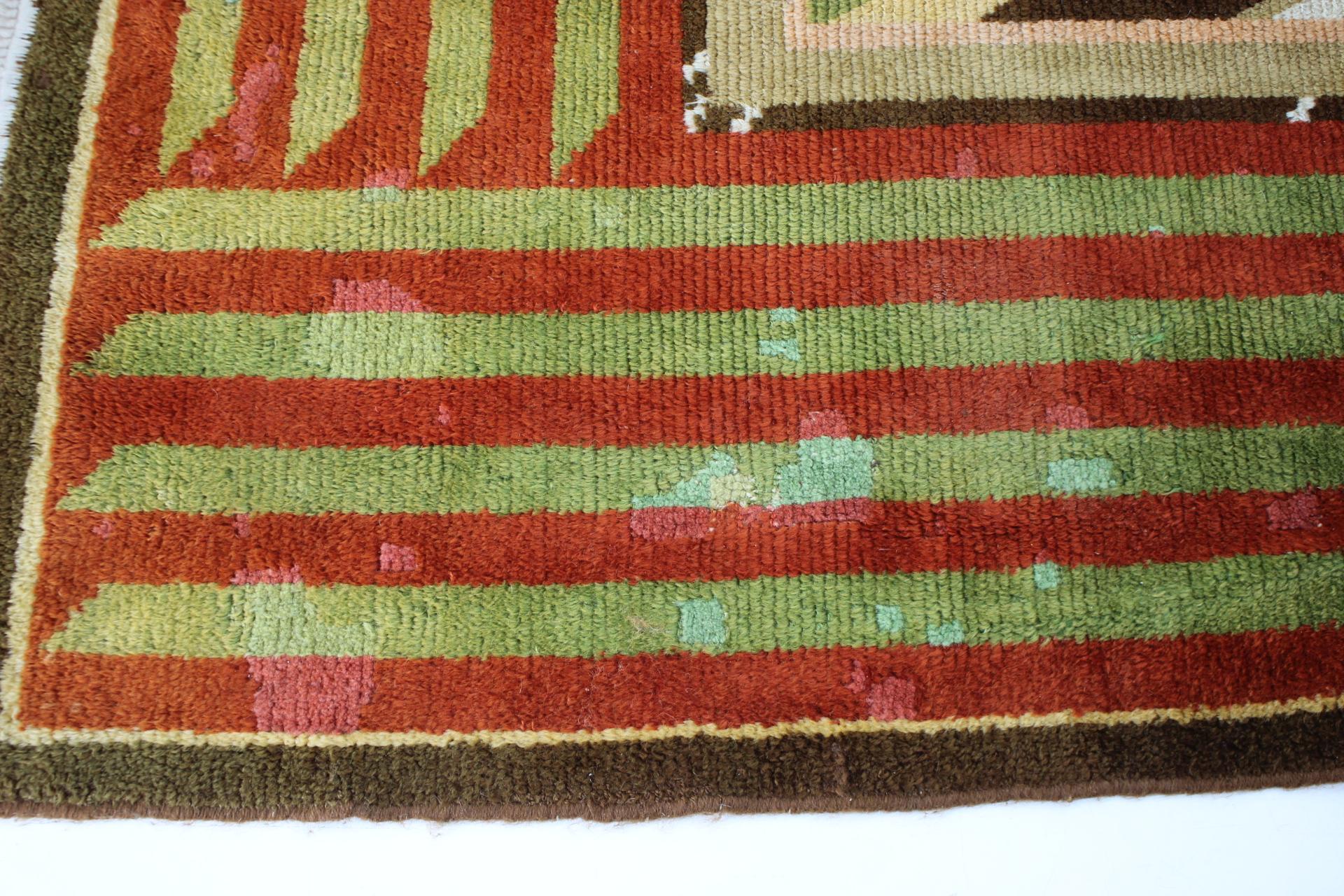 1930s Rare Art Deco Wool Carpet/Rug, Czechoslovakia For Sale 5