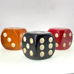 1930 Raro juego de dados de baquelita rojo cereza caramelo negro 3