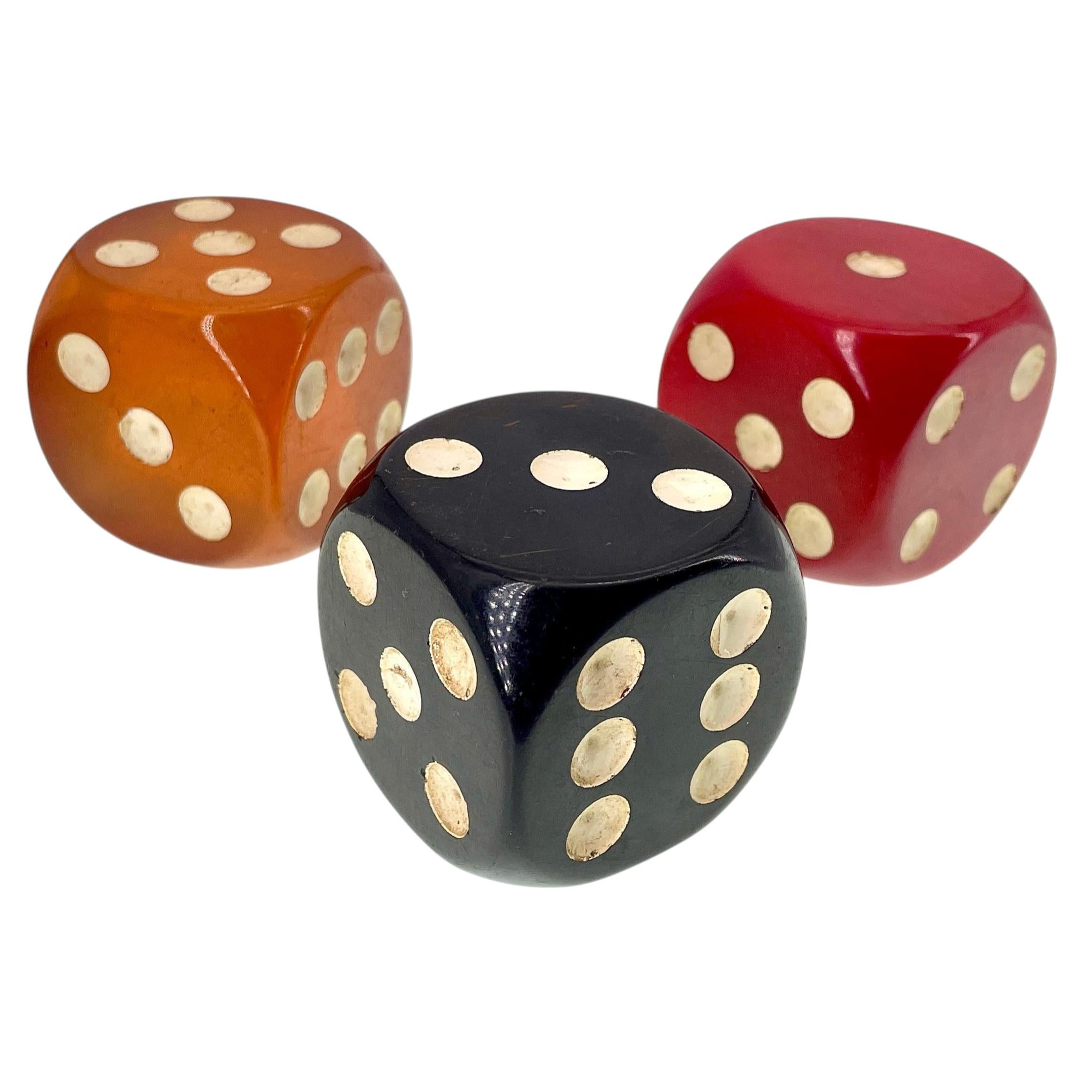 1930s Rare Black Cherry Butterscotch Cherry Red Bakelite Game Dice Set 3
