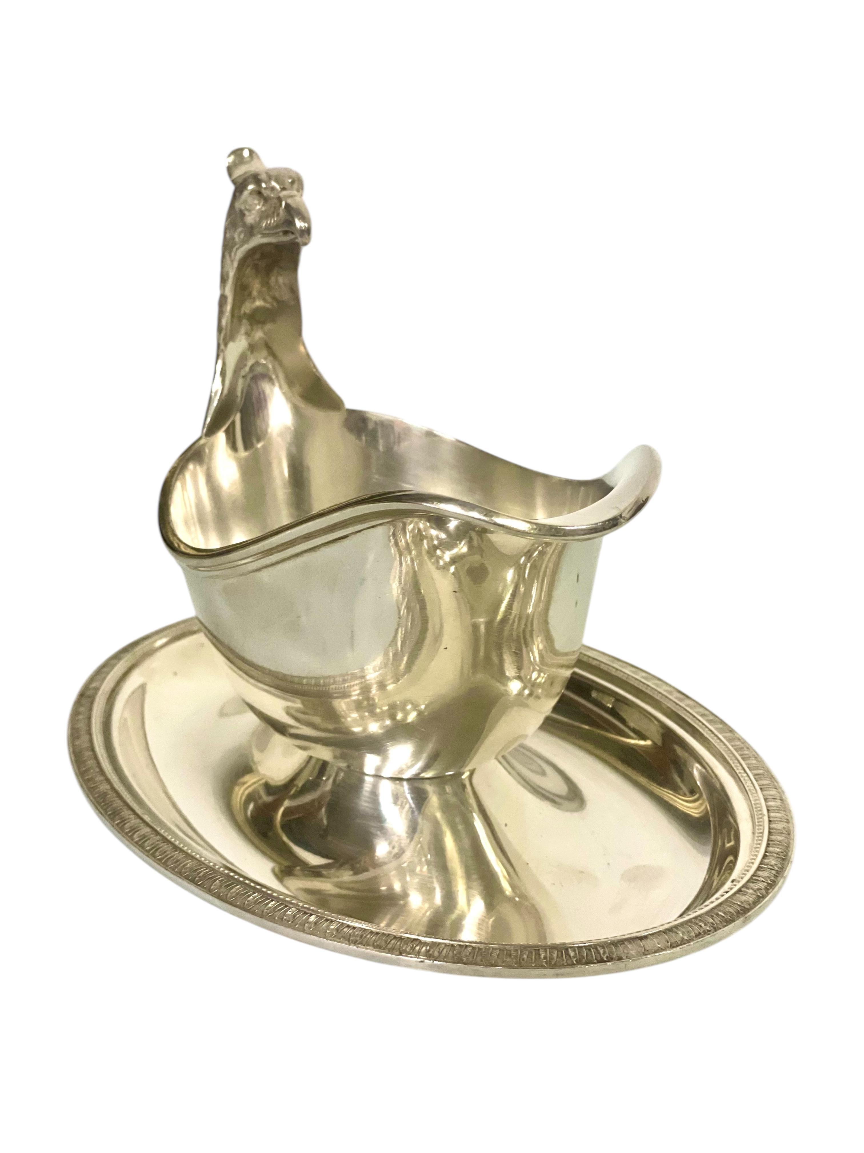 1930 Raro Christofle Gallia placcato in argento con manico a forma di aquila in vendita 5