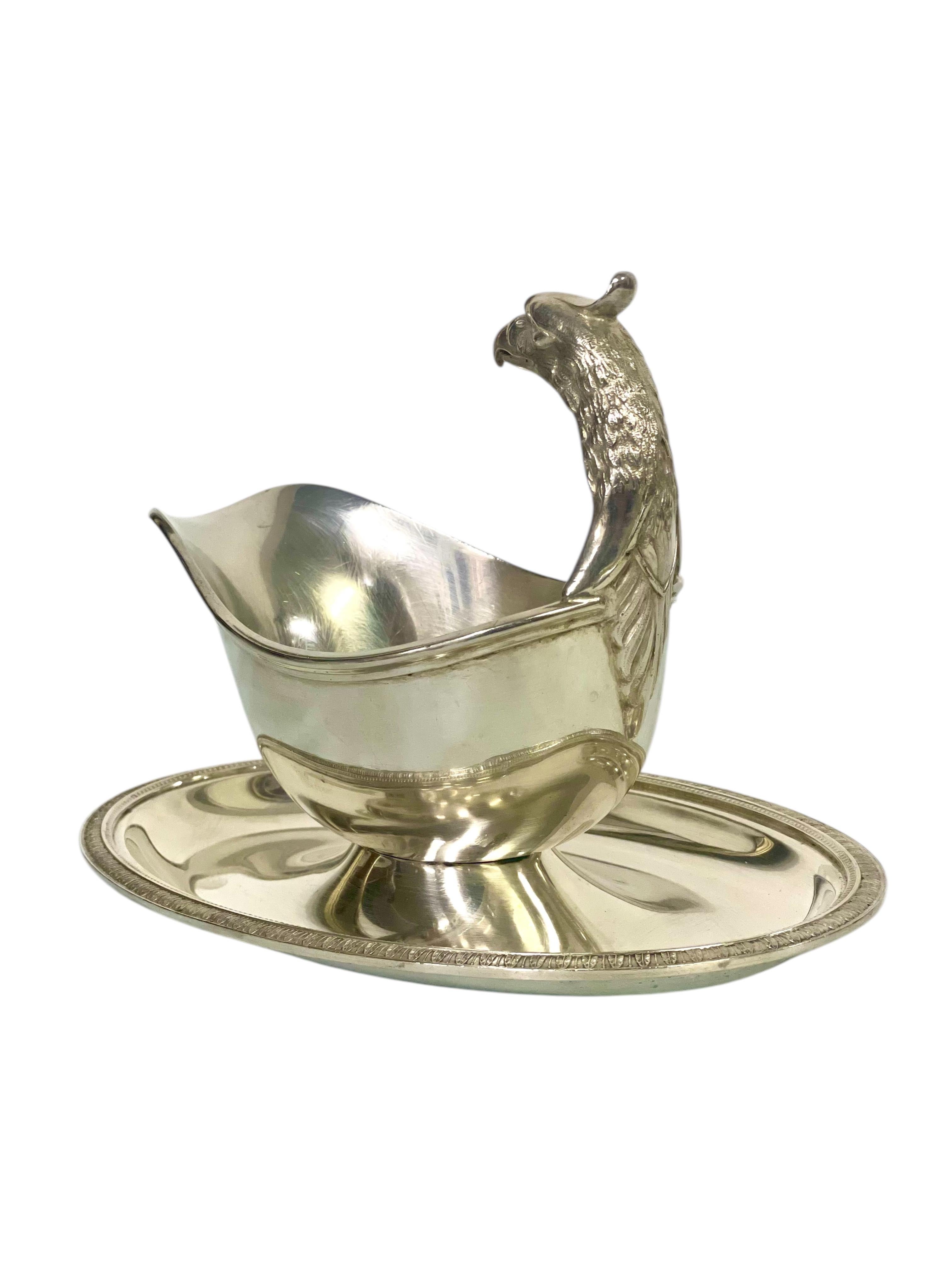 1930 Raro Christofle Gallia placcato in argento con manico a forma di aquila in vendita 6