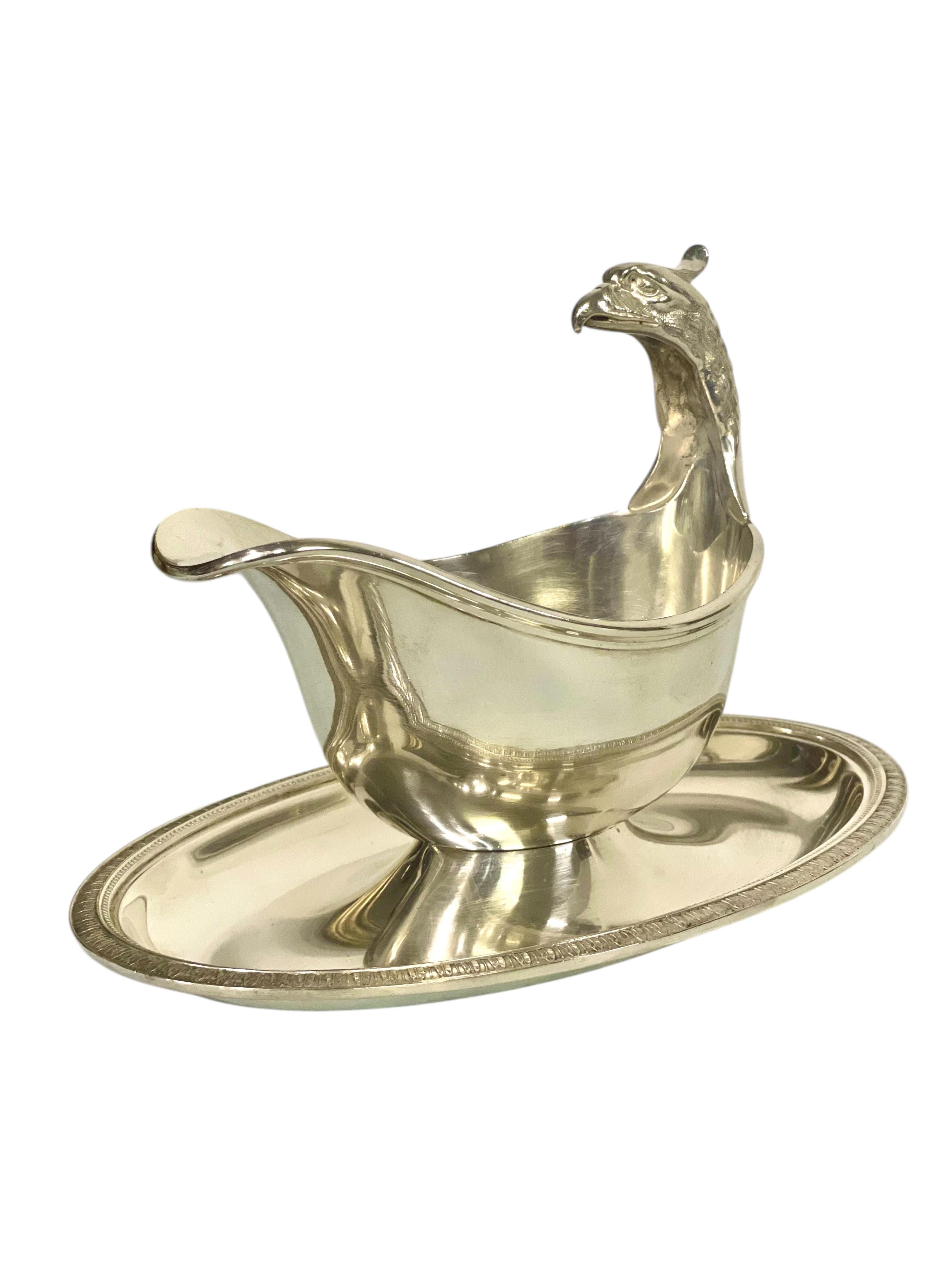 1930 Raro Christofle Gallia placcato in argento con manico a forma di aquila in vendita 1