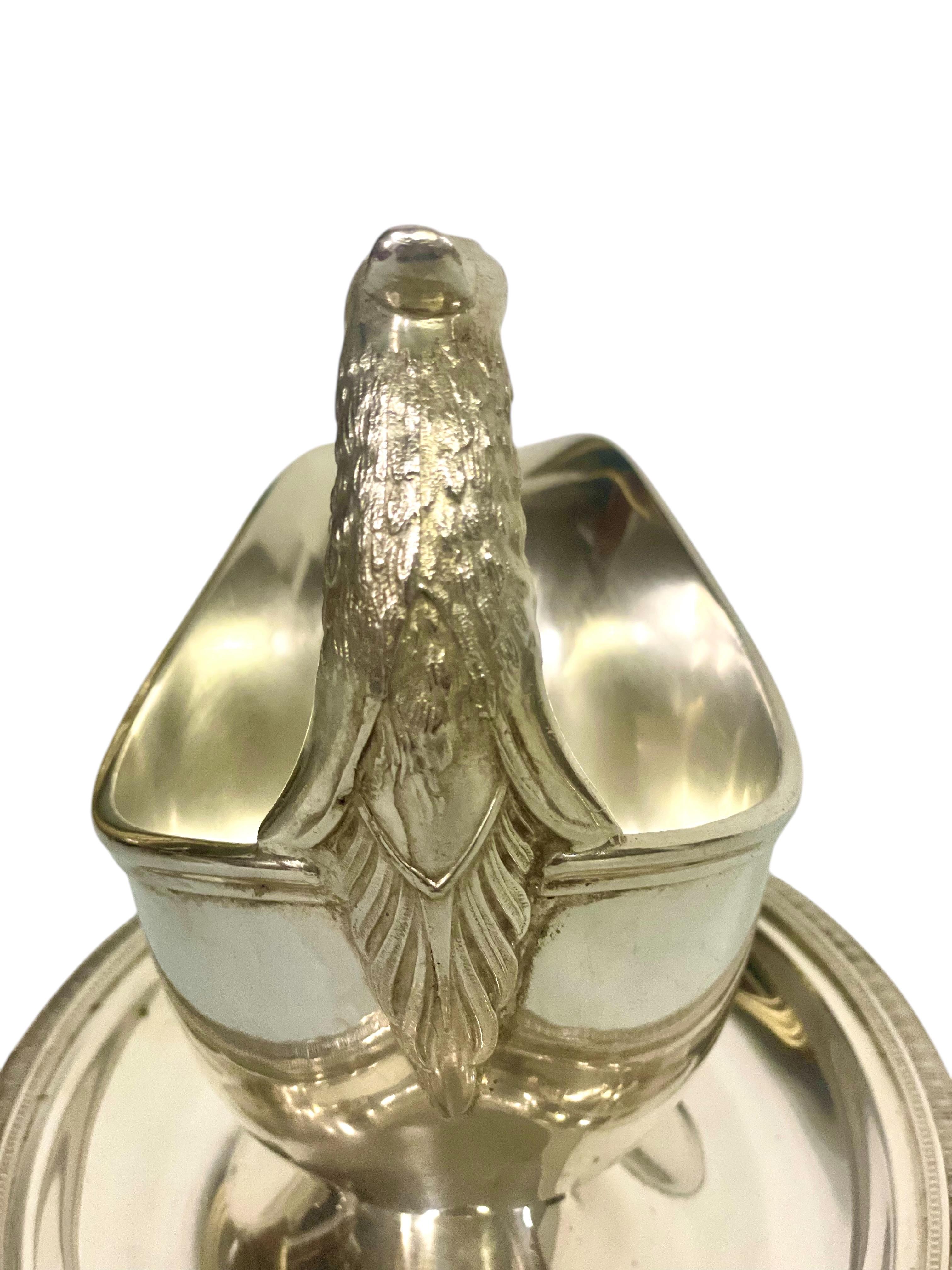 1930 Raro Christofle Gallia placcato in argento con manico a forma di aquila in vendita 3