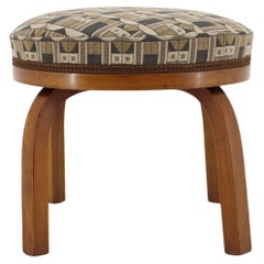 1930s Rare Fischel Beech Stool in Backhausen Fabric, Czechoslovakia