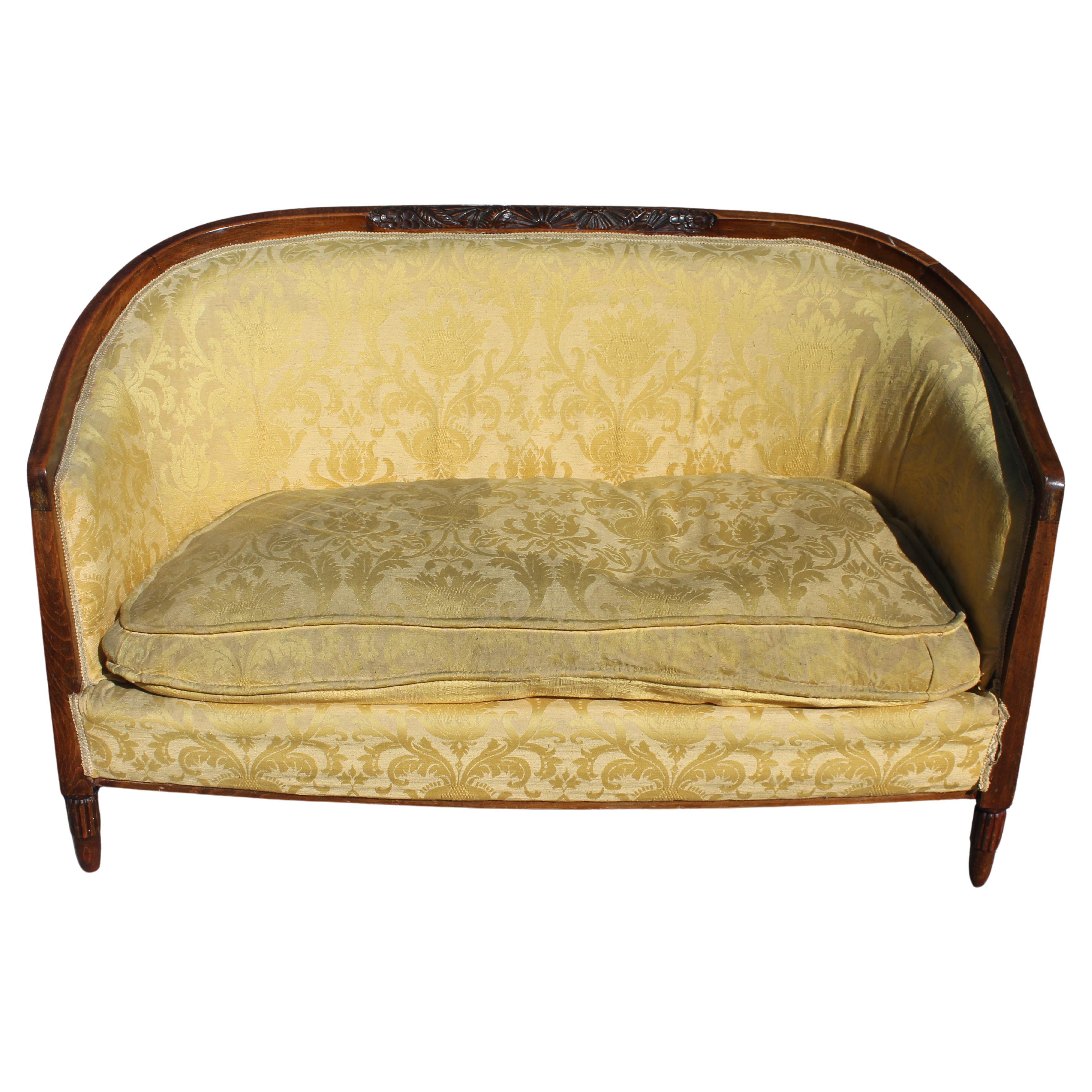 1930's Rare French Art Deco Carved Canape/ Sofa For Sale