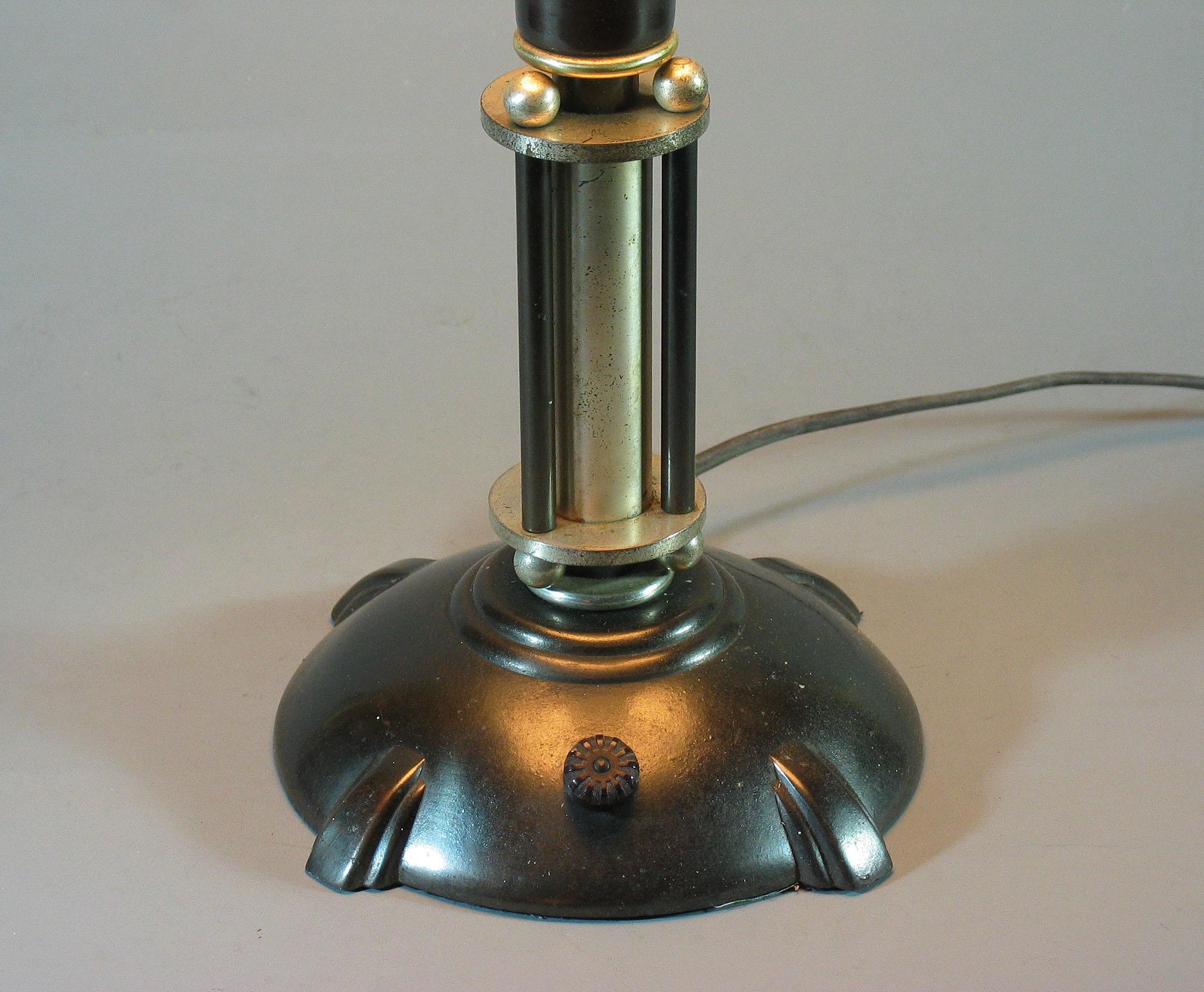 Copper 1930's Rare Parcel-Silvered Art Deco Bauhaus Mushroom Style Desk Lamp For Sale